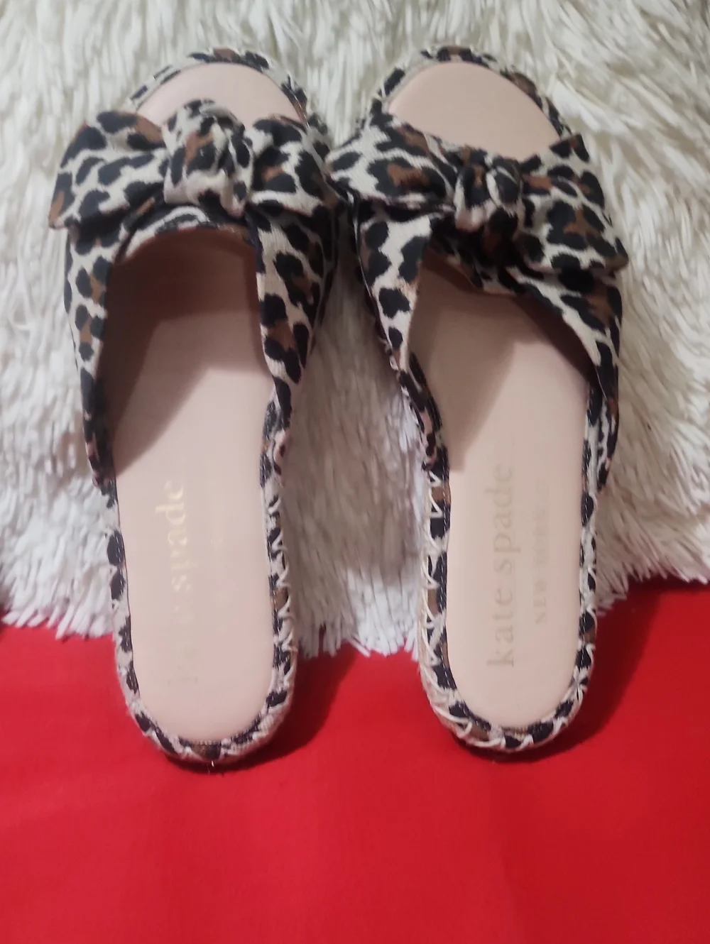 Kate Spade Saltie Shore Espadrille leopard print Slide Sandal/Brown and Black